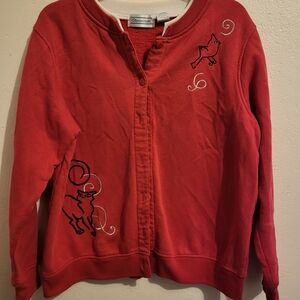 Women's Red Cat Embroidered Sweater Grandma Core Size Large Shenanigans